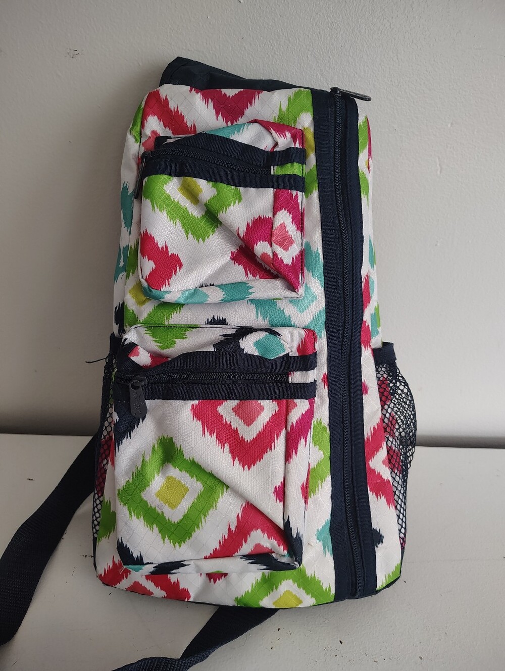 Thirty-One Going My Way Backpack Candy Corners Geometric Ikat Retired Print